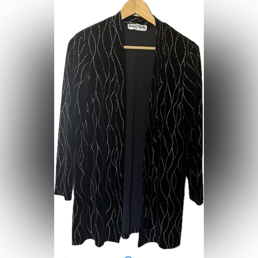 Ronni Nicole petite Elegant Black Jacket blazer with Silver Accents